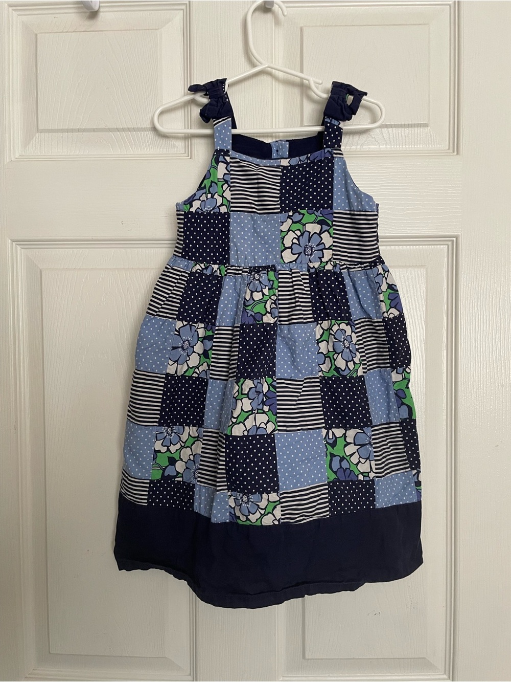 Gymboree 100% Cotton Girls 5T Navy & Blue Patchwork Sundress